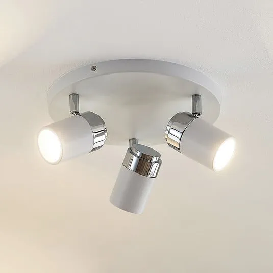 Lindby fatto Kardo, rotondo, a 3 luci, bianco, metallo, IP44