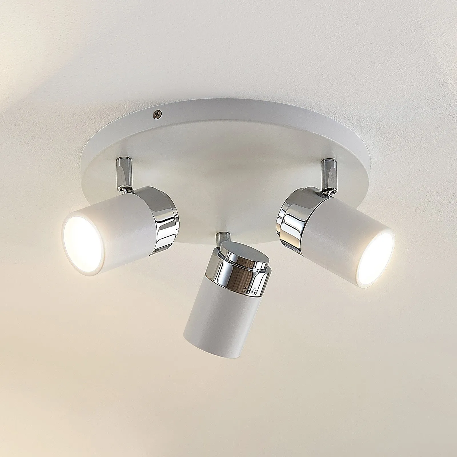 Lindby fatto Kardo, rotondo, a 3 luci, bianco, metallo, IP44