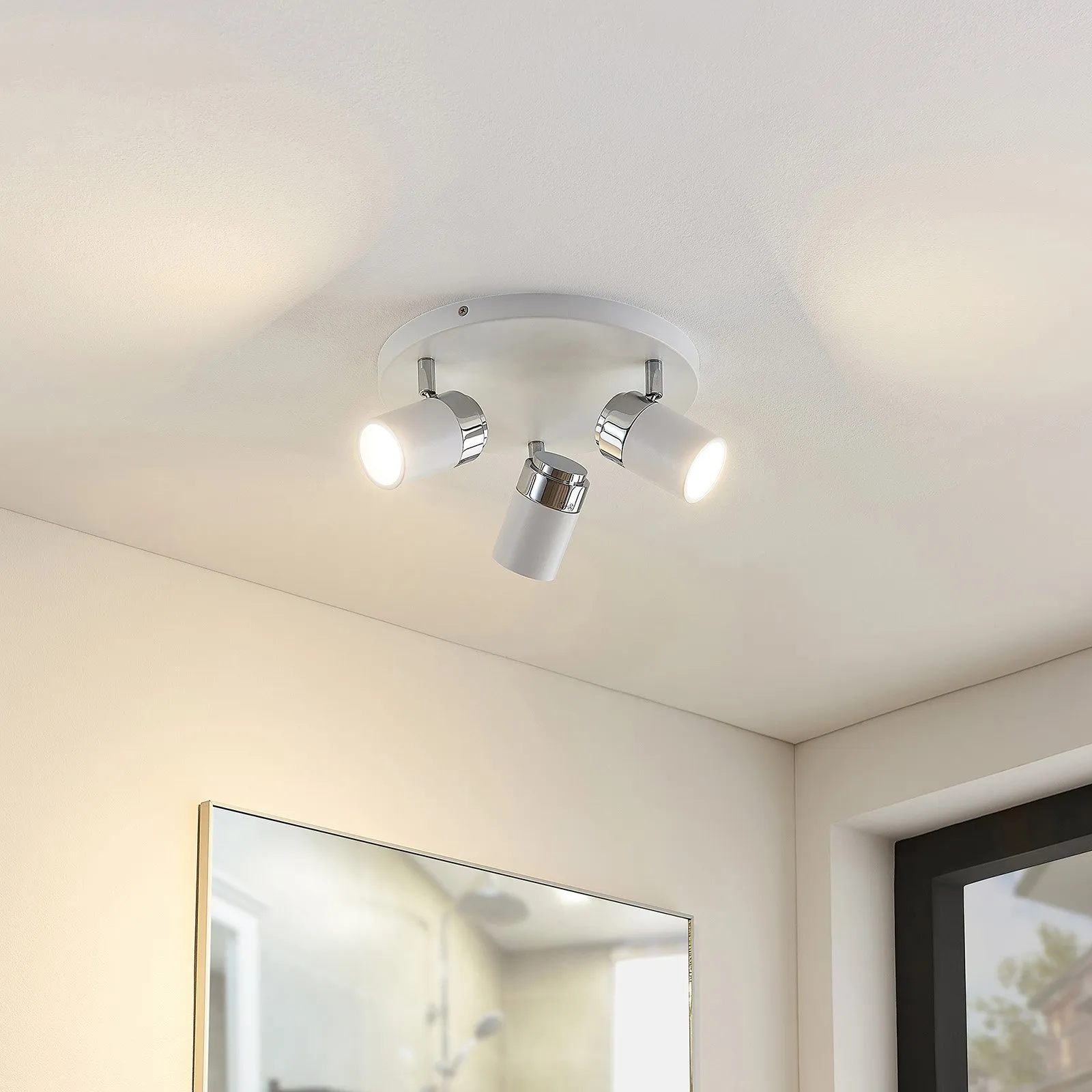 Lindby fatto Kardo, rotondo, a 3 luci, bianco, metallo, IP44