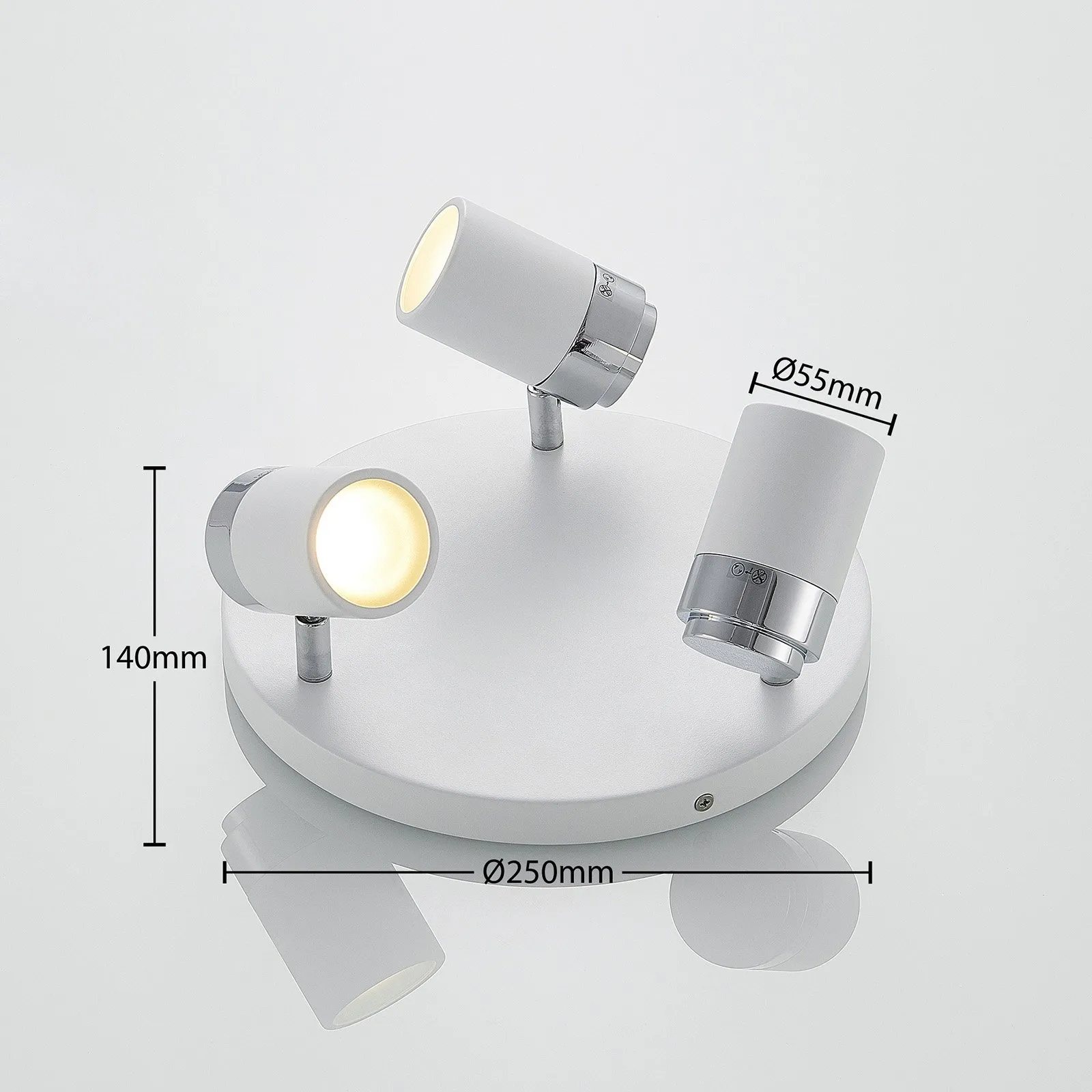 Lindby fatto Kardo, rotondo, a 3 luci, bianco, metallo, IP44