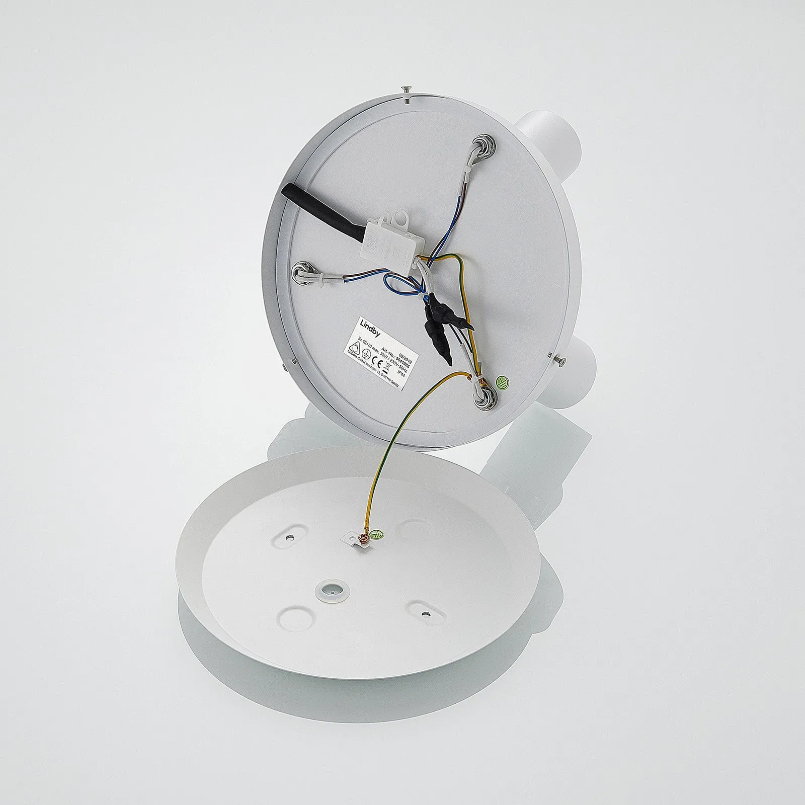 Lindby fatto Kardo, rotondo, a 3 luci, bianco, metallo, IP44