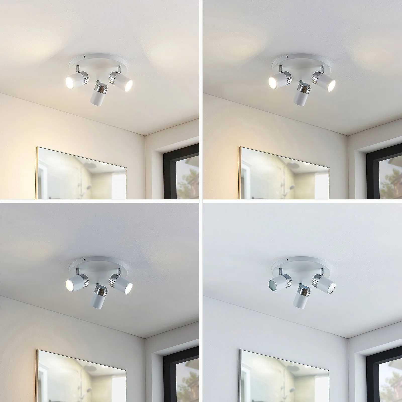 Lindby fatto Kardo, rotondo, a 3 luci, bianco, metallo, IP44