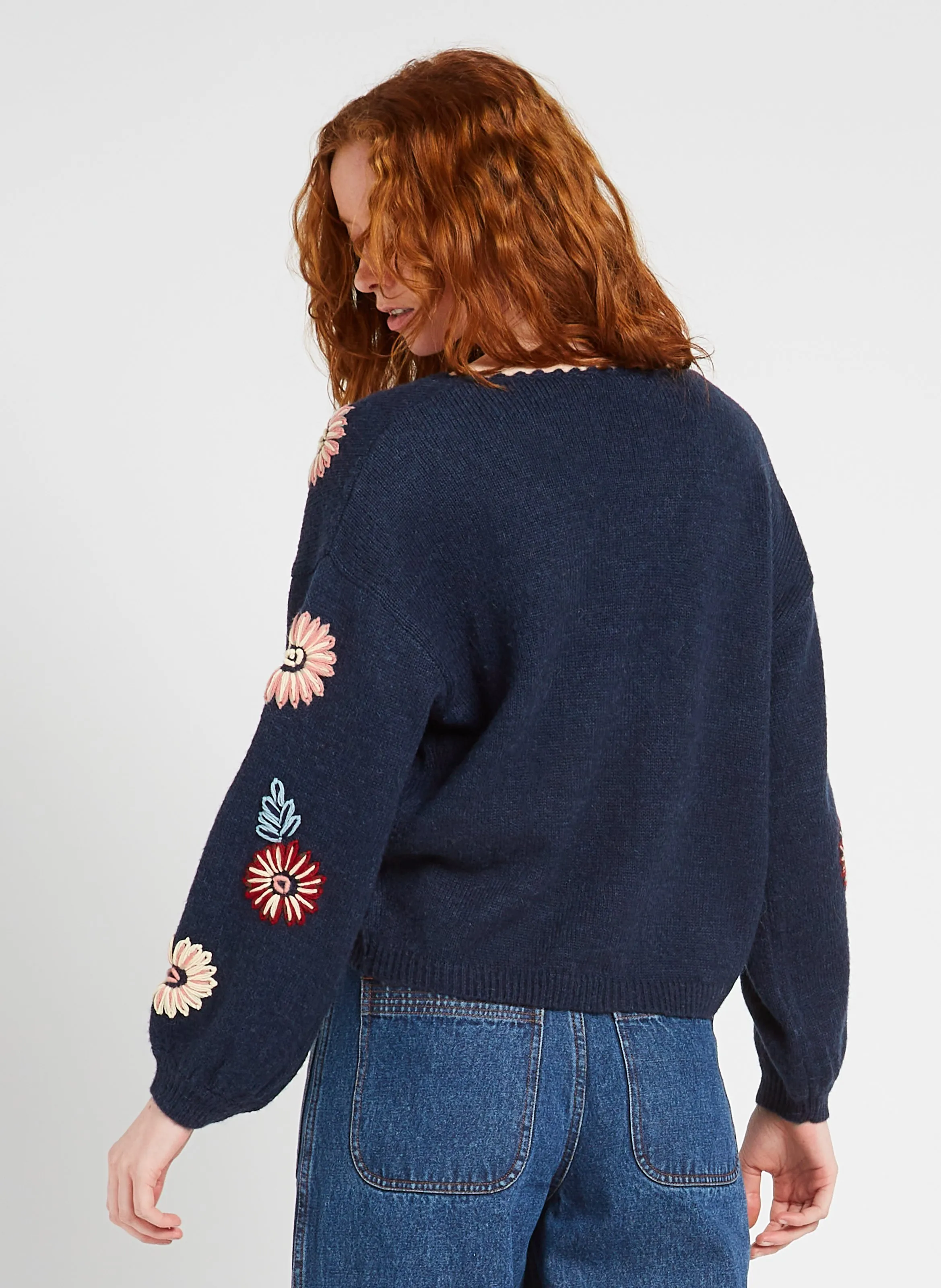  LOUISE MISHA   LUMIA - Cardigan a V con motivo floreale | Blu