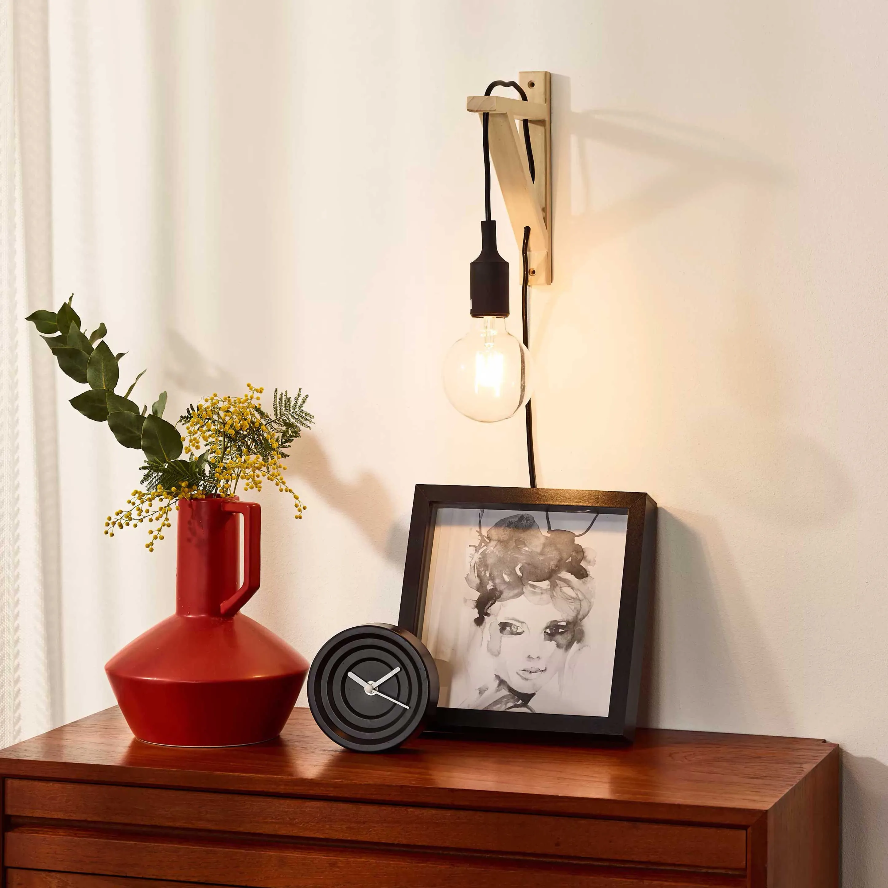 Lucide  Applique da parete con struttura in legno dal design moderno e minimalista Fix Wall - 60W