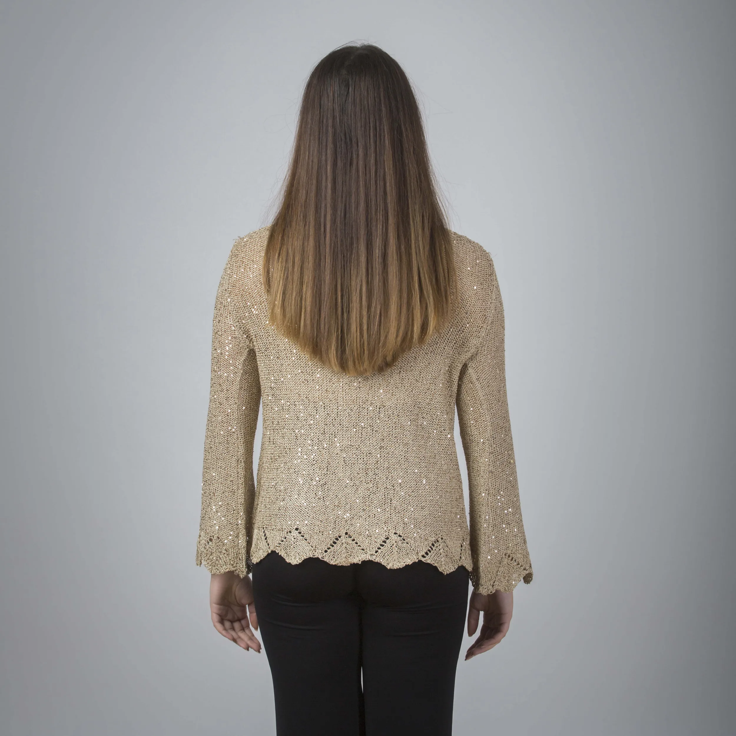 Maglia a manica lunga lavorata con micropaillettes