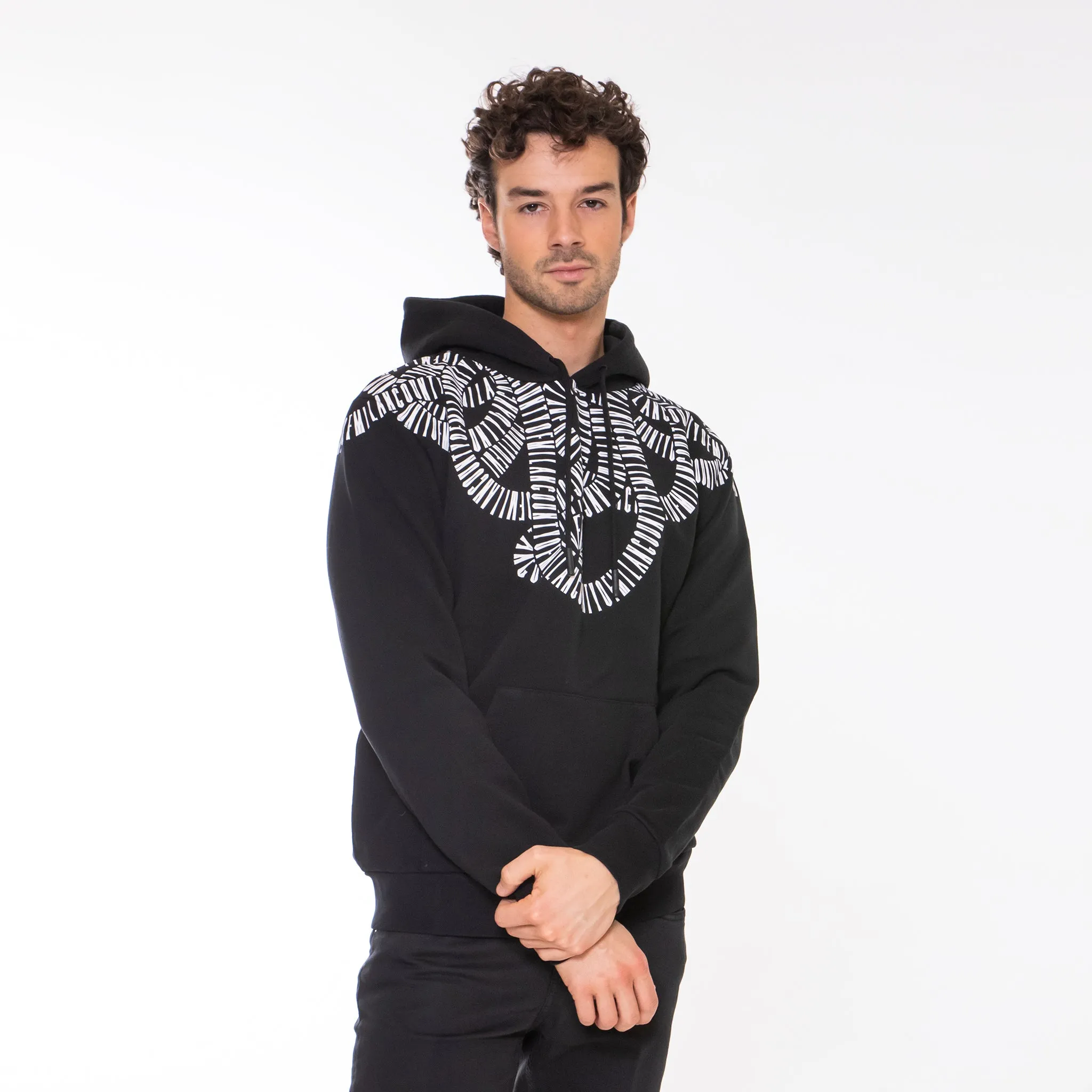 MARCELO BURLON SNAKE WINGS REGULAR HOODIE BLACK
