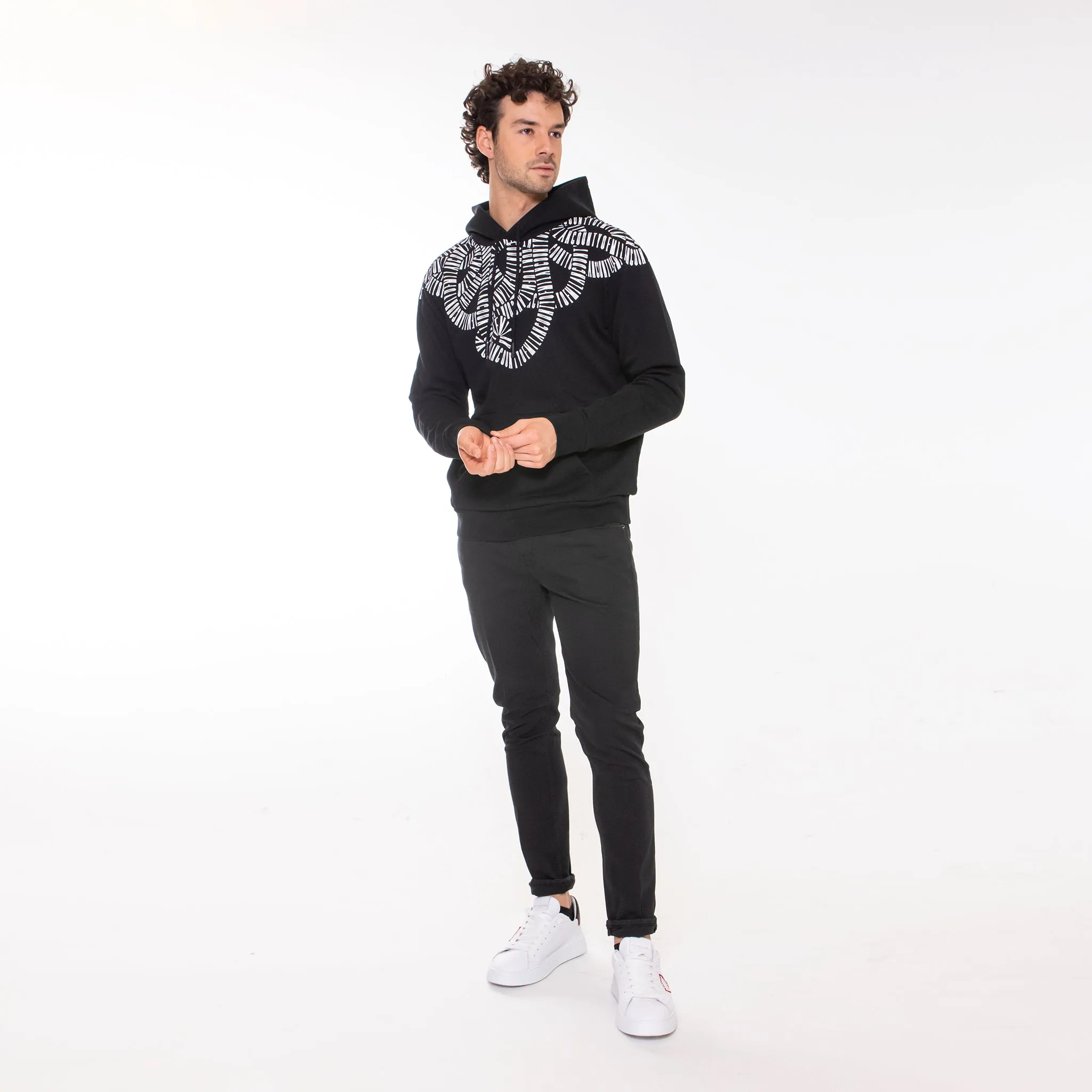 MARCELO BURLON SNAKE WINGS REGULAR HOODIE BLACK