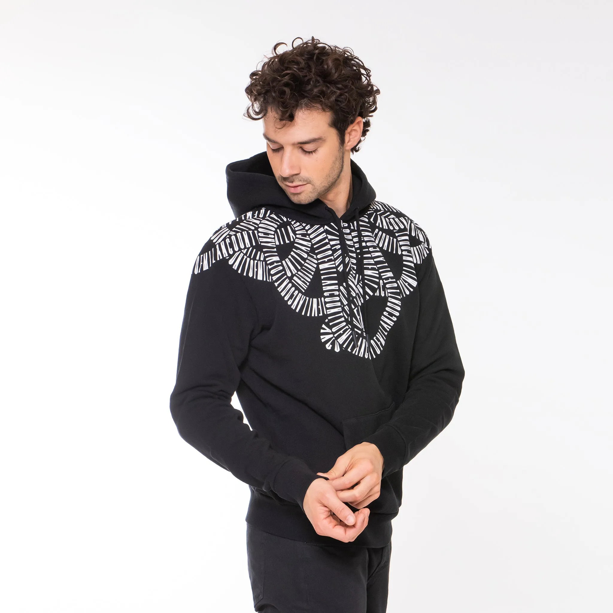 MARCELO BURLON SNAKE WINGS REGULAR HOODIE BLACK