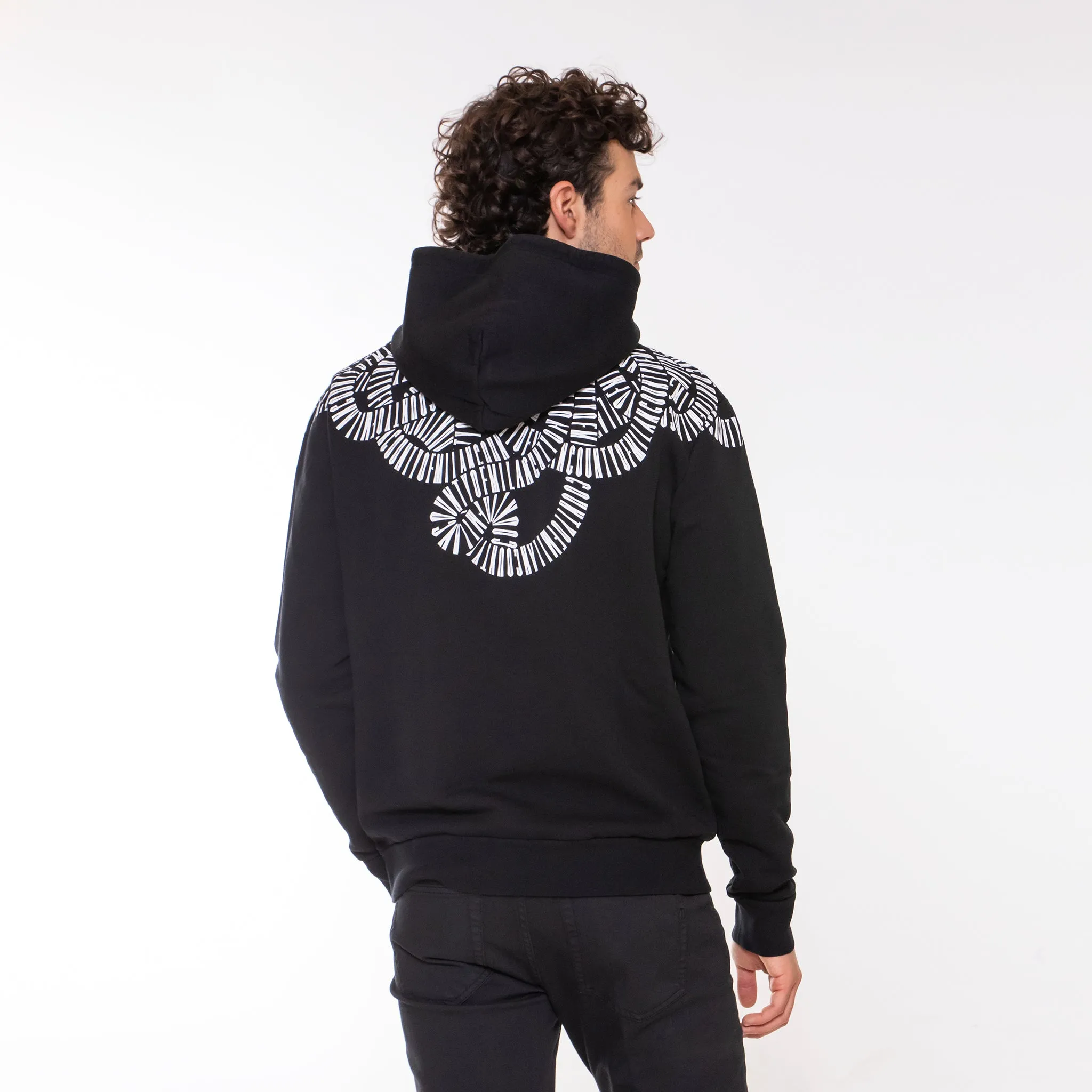 MARCELO BURLON SNAKE WINGS REGULAR HOODIE BLACK