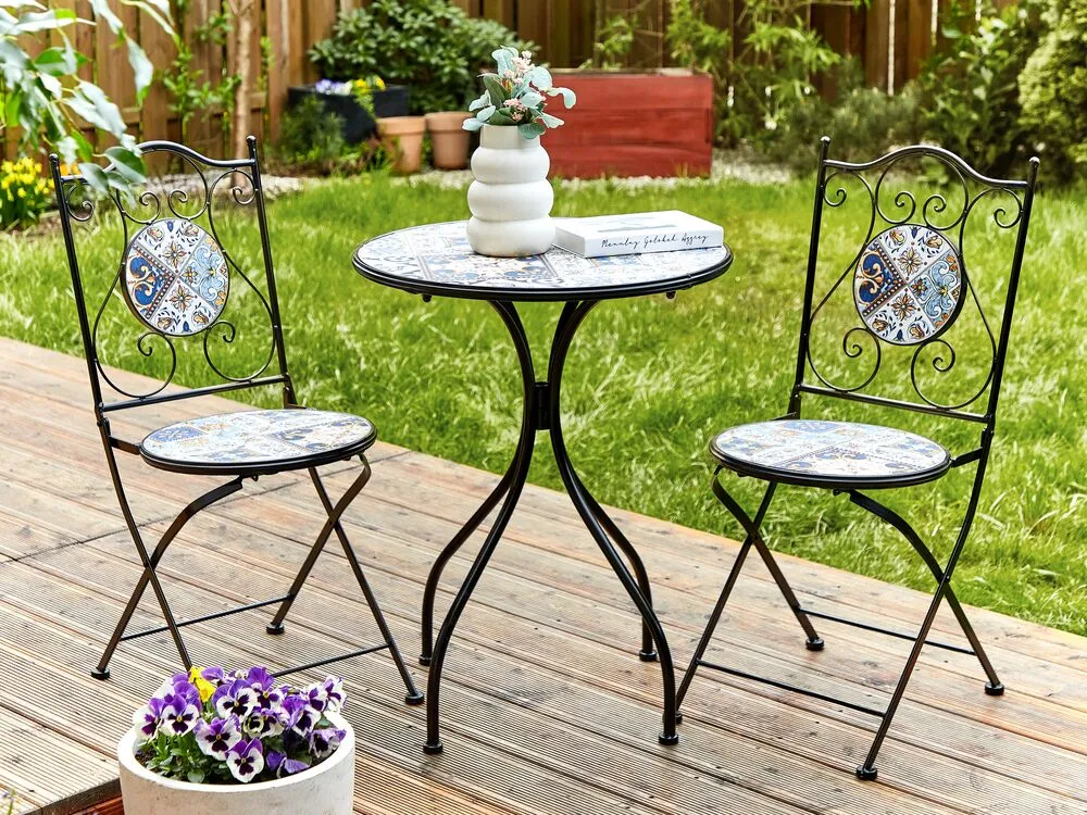 Metal Garden Bistro Table ø 60 cm Black CIVITA