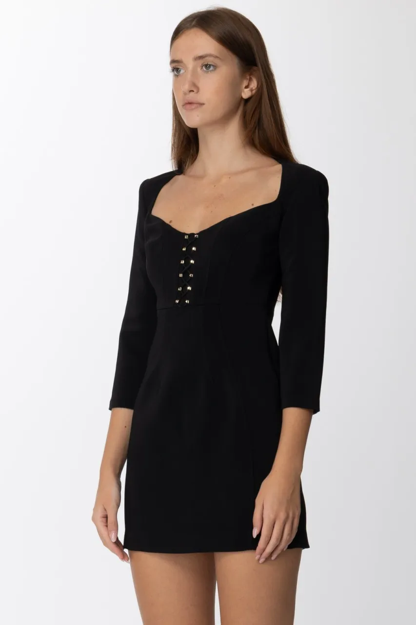 Mini abito bustier con borchie Nero