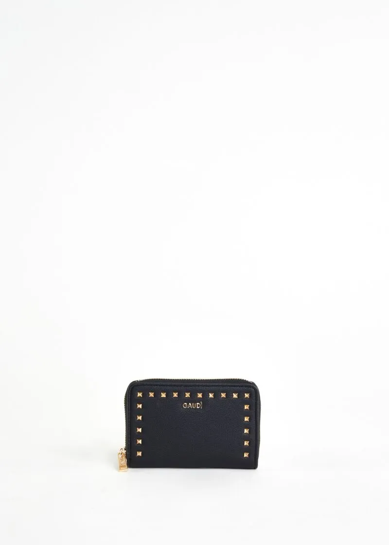 Mini portafoglio zip around con borchie