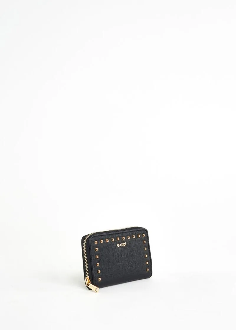 Mini portafoglio zip around con borchie