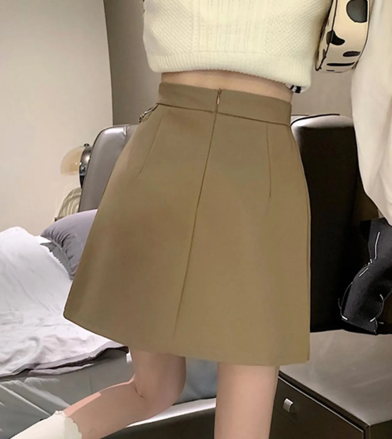 Minigonne a vita alta da donna Nuovo stile 2022 Streetwear Allmatch tinta unita da donna Aline gonna corta a pieghe gonne