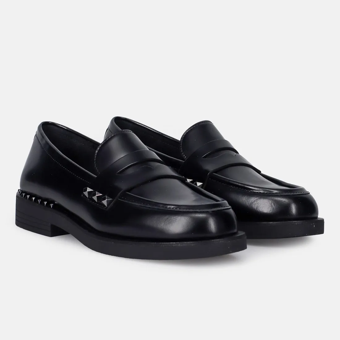 Mocassino Ash Whisper Studs 01 in pelle nera con borchie