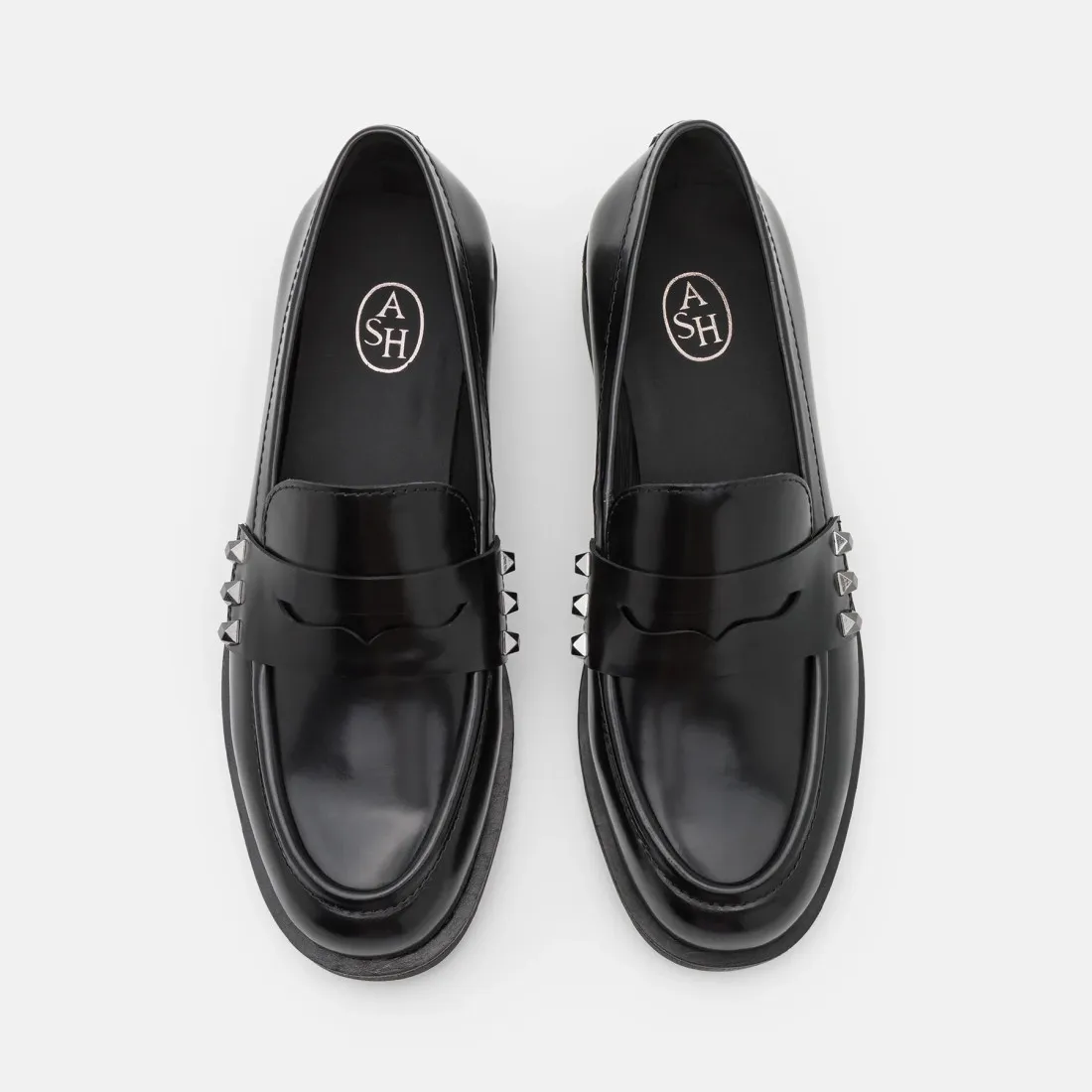 Mocassino Ash Whisper Studs 01 in pelle nera con borchie