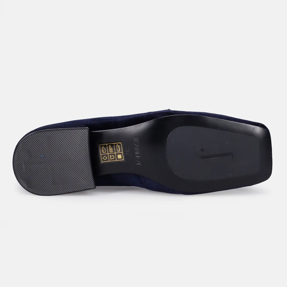 Mocassino da donna Jeannot in velluto blu con tacco basso