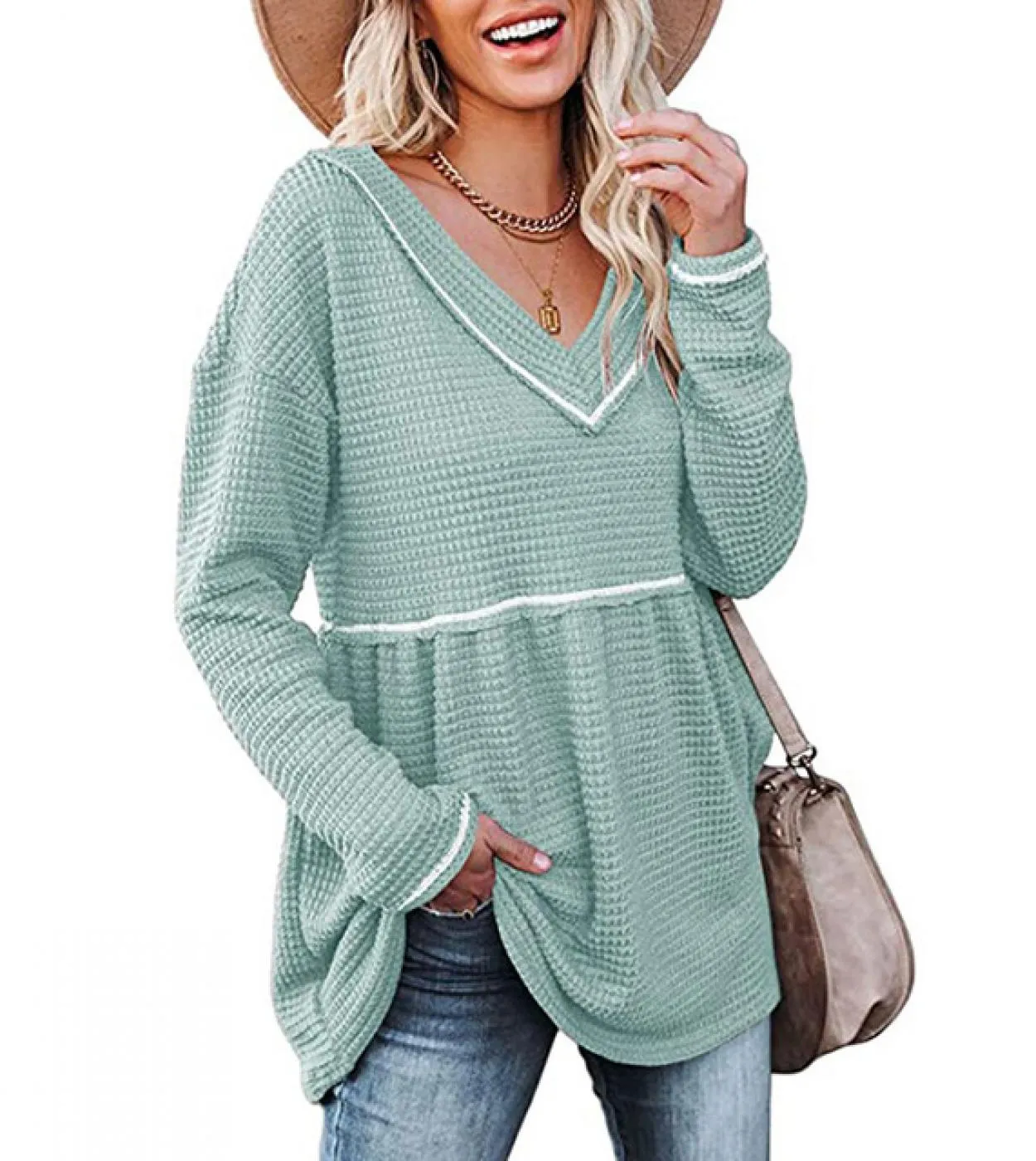 Moda Donna Camicetta Autunno Inverno Vneck Maglietta a pieghe Gonna Elegante Camicetta lunga Top manica lunga Donna Blusa Mujer