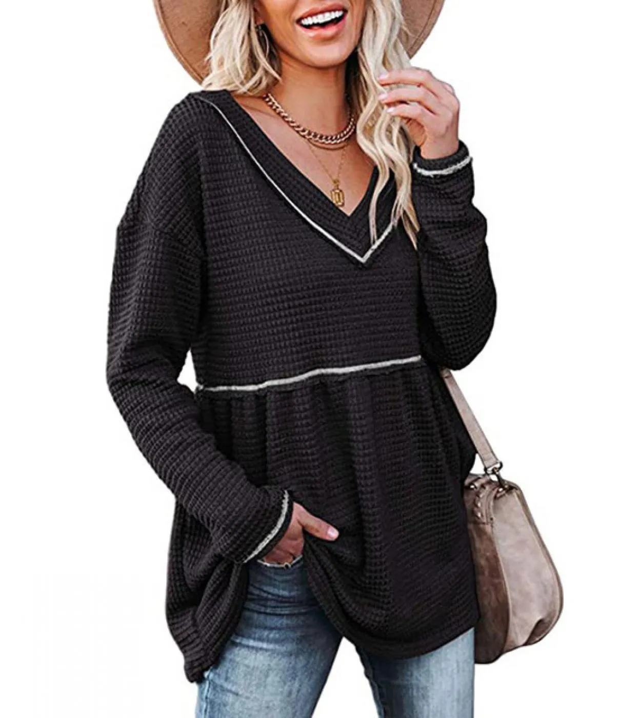 Moda Donna Camicetta Autunno Inverno Vneck Maglietta a pieghe Gonna Elegante Camicetta lunga Top manica lunga Donna Blusa Mujer