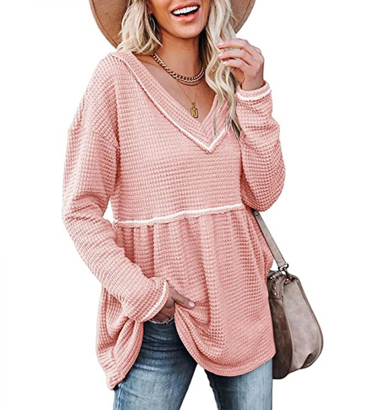 Moda Donna Camicetta Autunno Inverno Vneck Maglietta a pieghe Gonna Elegante Camicetta lunga Top manica lunga Donna Blusa Mujer