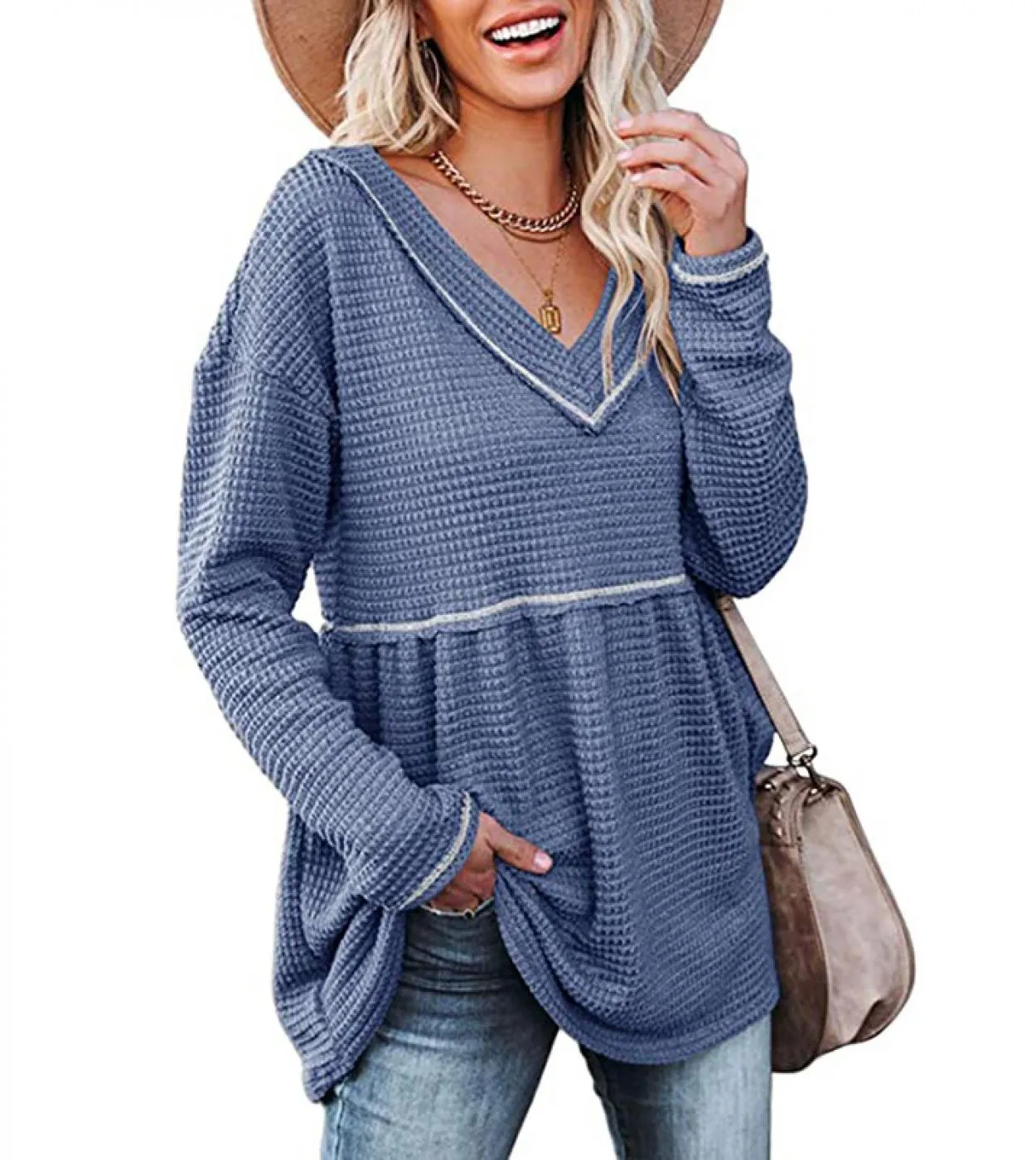 Moda Donna Camicetta Autunno Inverno Vneck Maglietta a pieghe Gonna Elegante Camicetta lunga Top manica lunga Donna Blusa Mujer