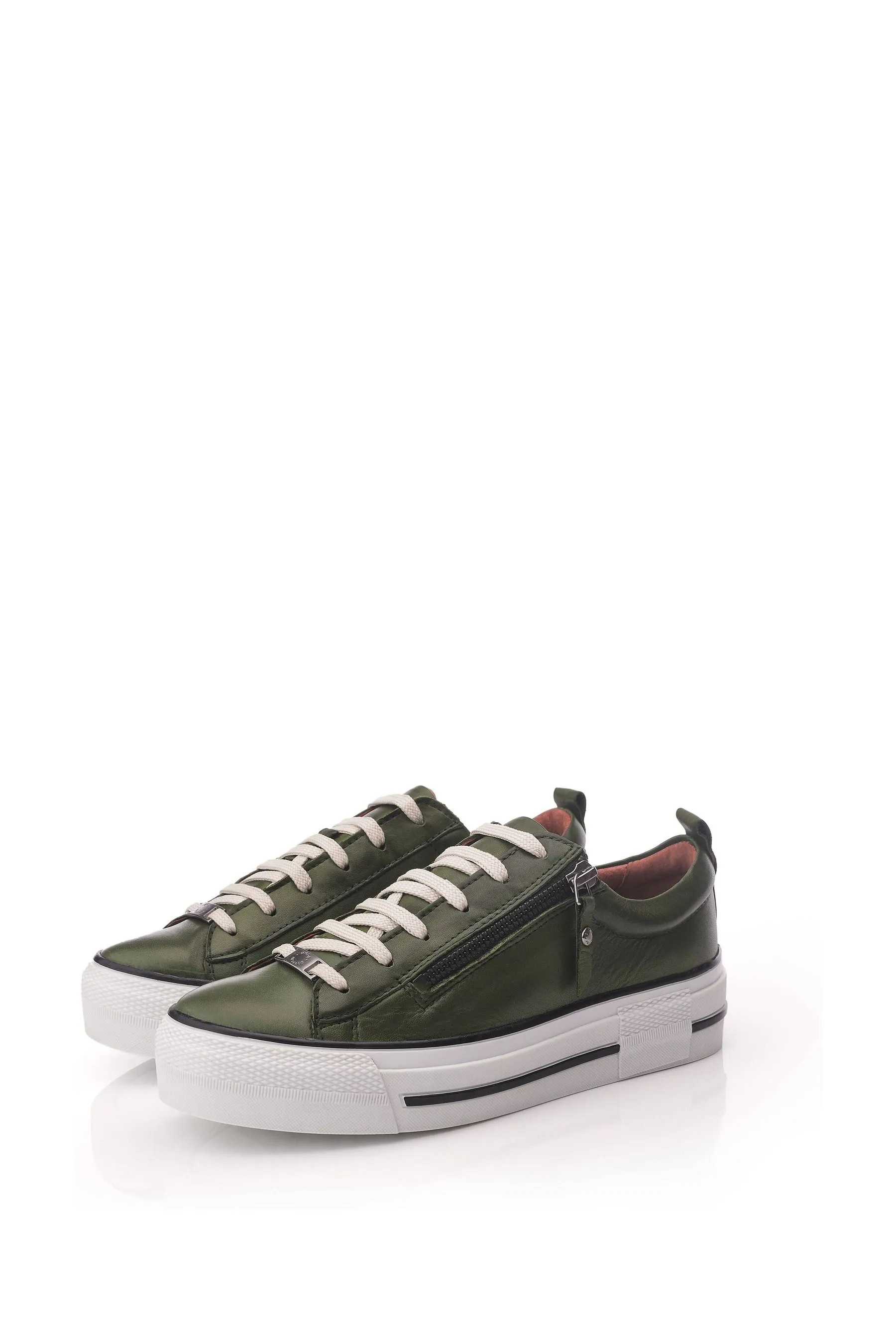 Moda in Pelle Filician - Scarpe da ginnastica con suola spessa e zip in Pizzo