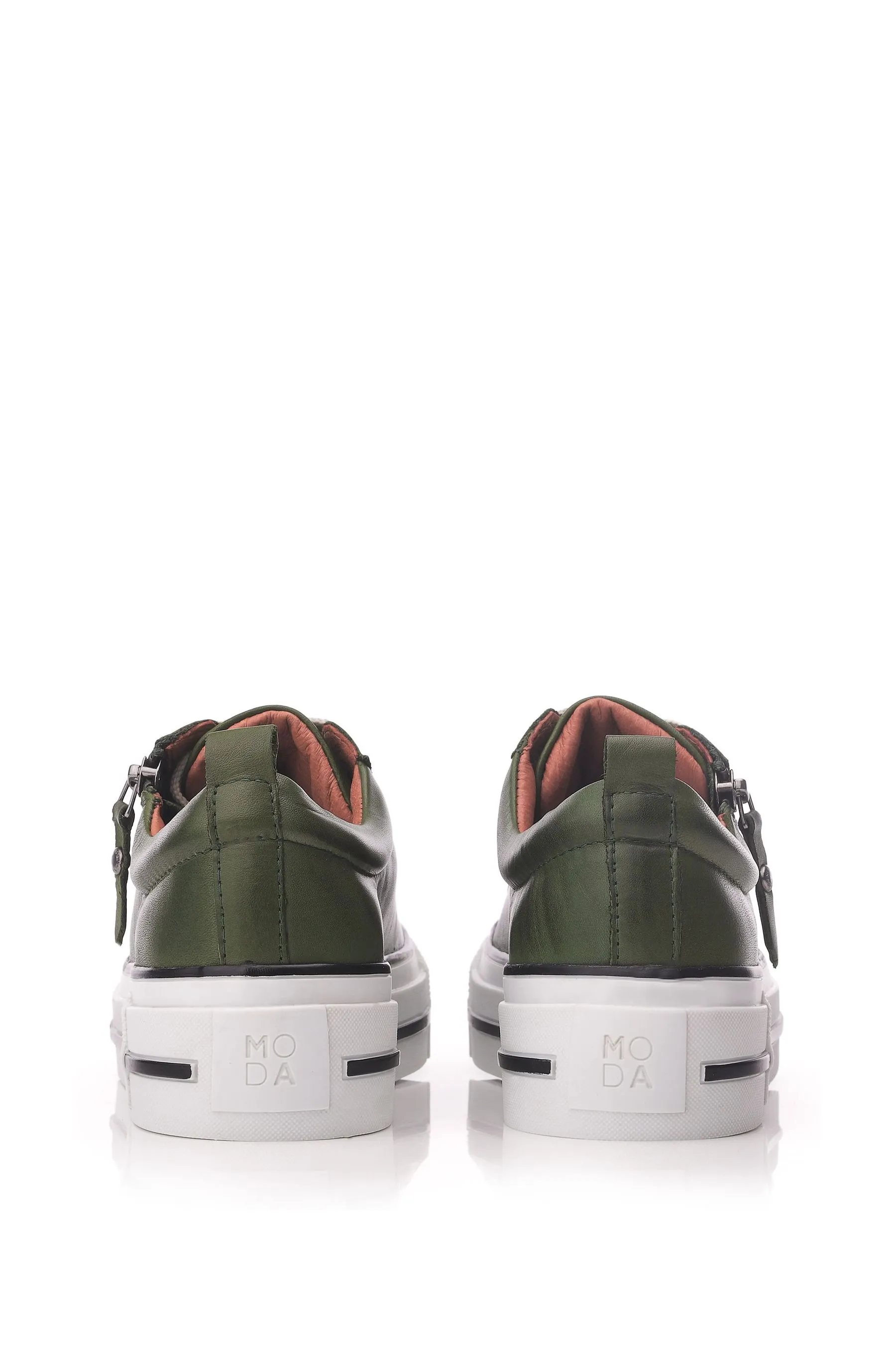 Moda in Pelle Filician - Scarpe da ginnastica con suola spessa e zip in Pizzo