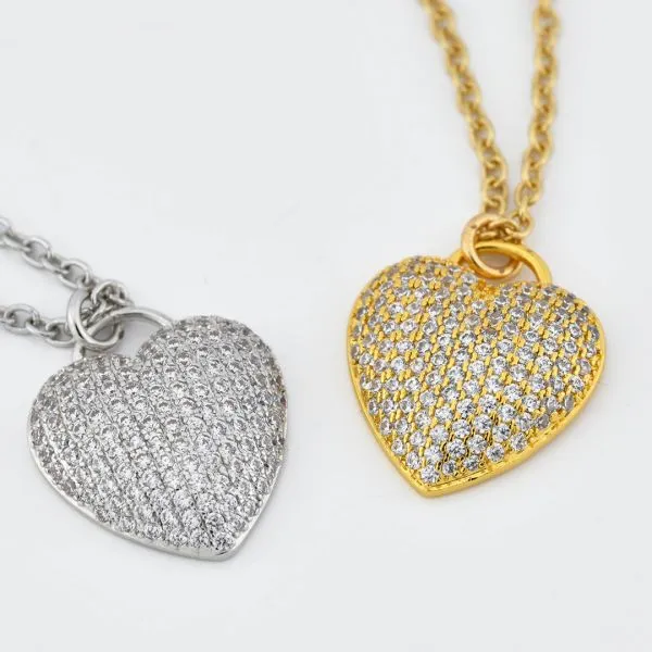 MR/GR10 Collana placcata oro giallo con cuore pavettato     