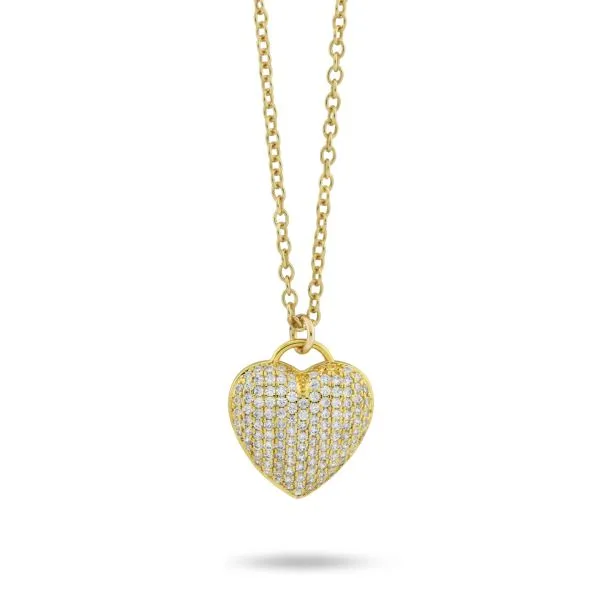 MR/GR10 Collana placcata oro giallo con cuore pavettato     