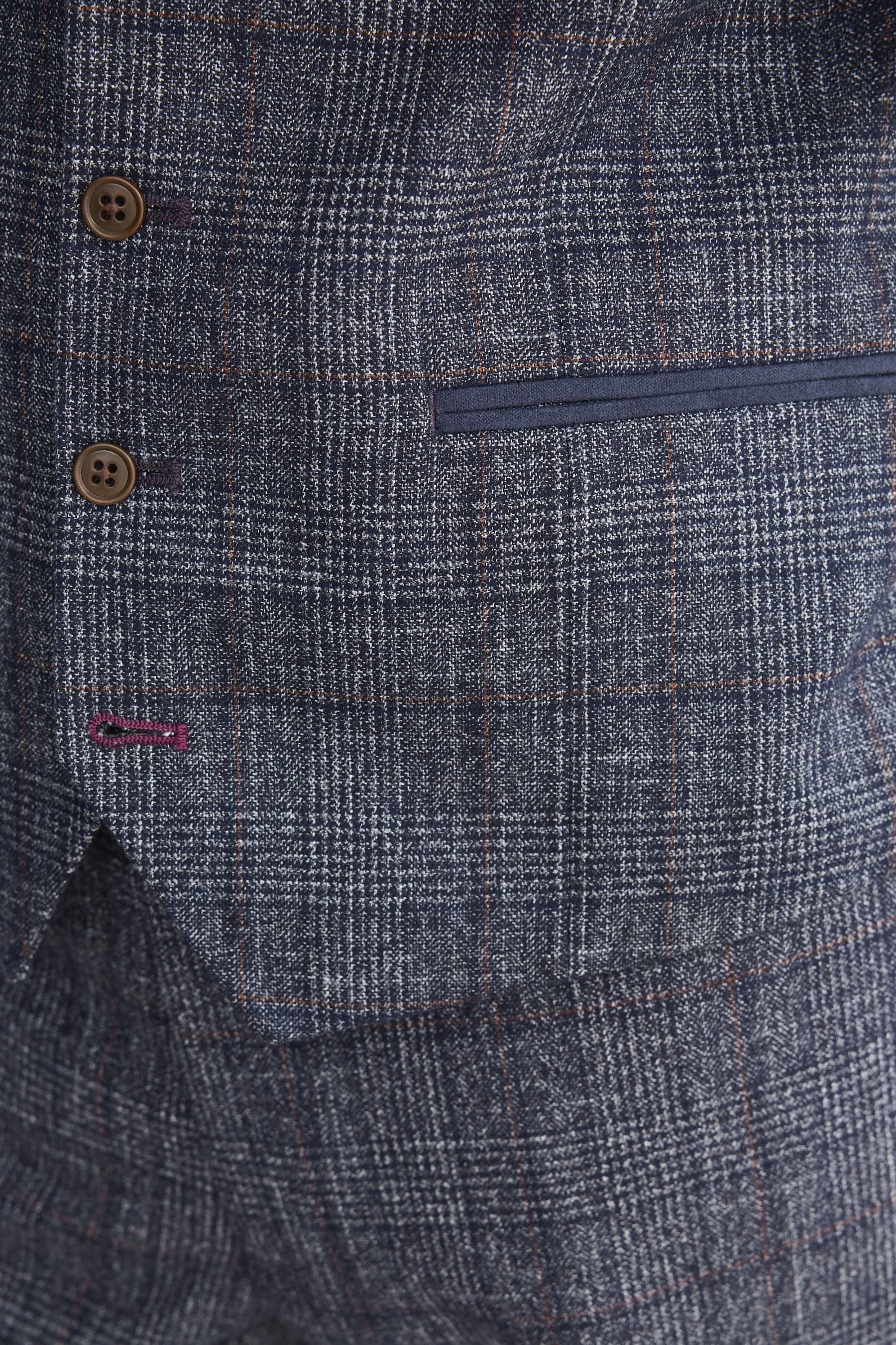 Navy  - Vestibilità attillata / Slim - Gilet A quadri bordato