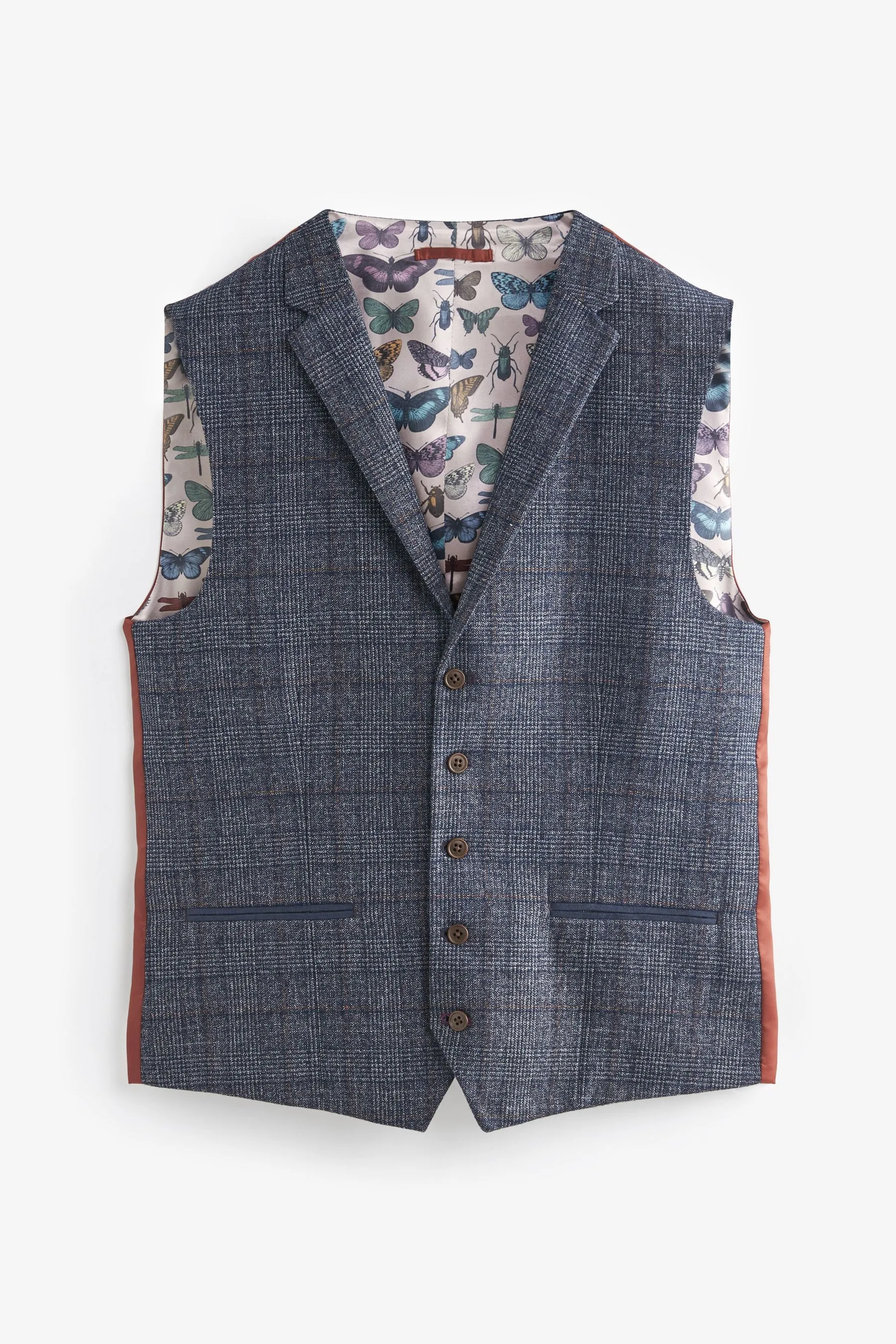 Navy  - Vestibilità attillata / Slim - Gilet A quadri bordato