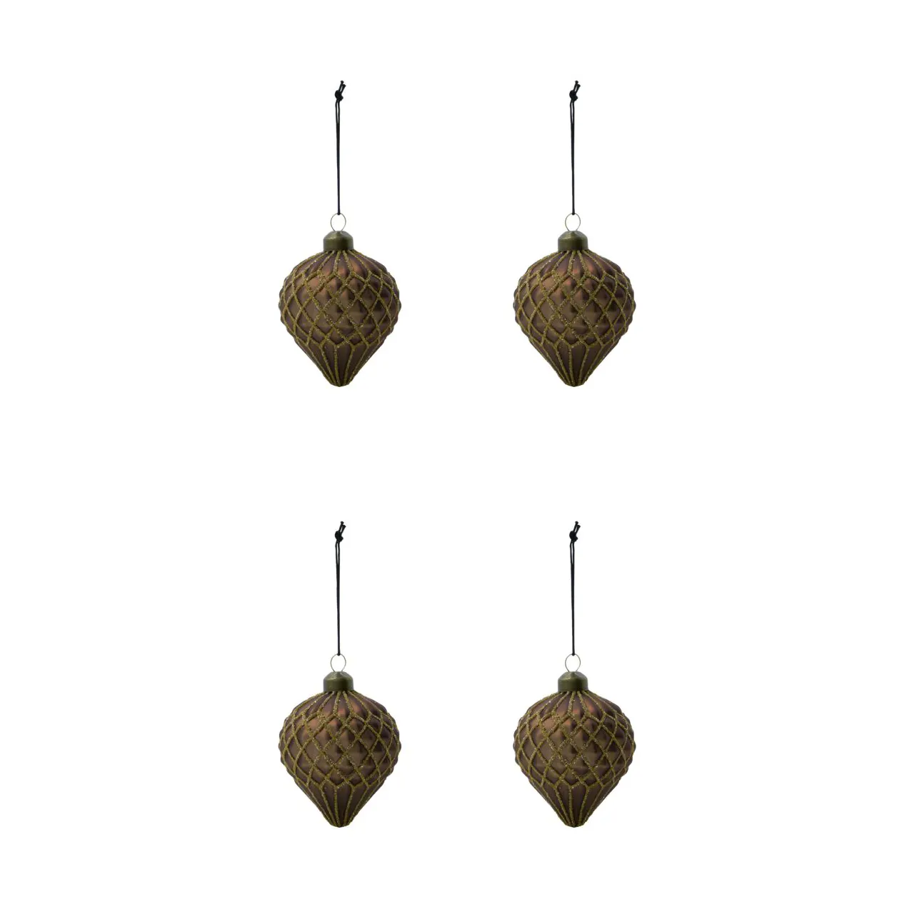 Pallina di Natale Hinda 9,5 cm confezione da 4.jo{font-size:18px}Marrone