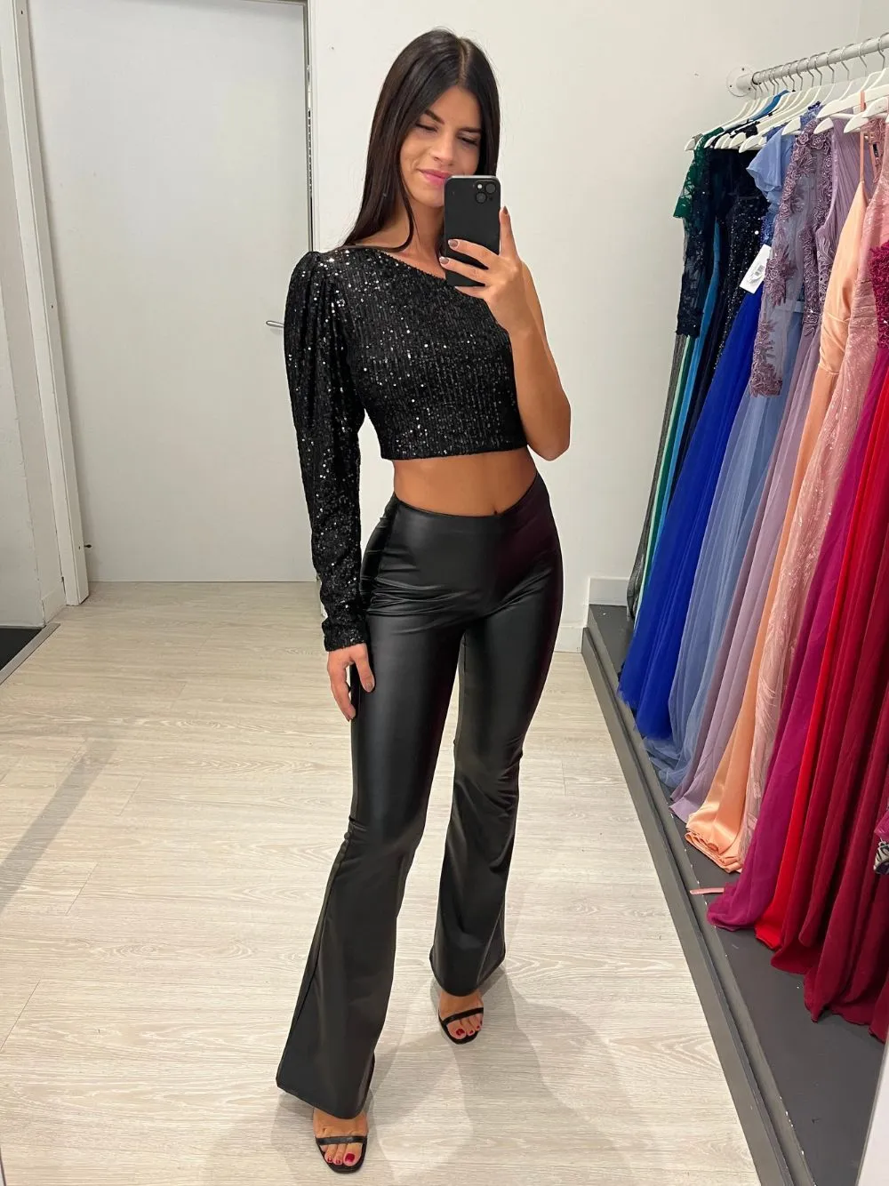 Pantalone a zampa ecopelle