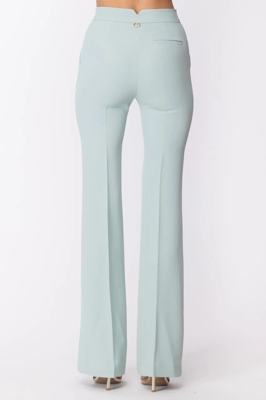 Pantalone a zampa in cady crepe AGAVE