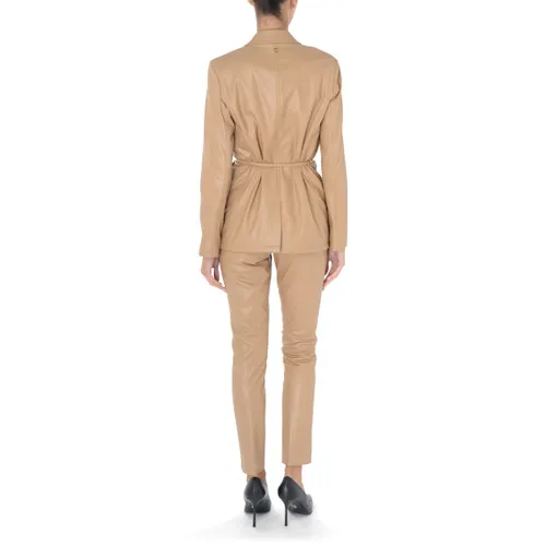 Pantalone Twinset in pelle vegana color cammello
