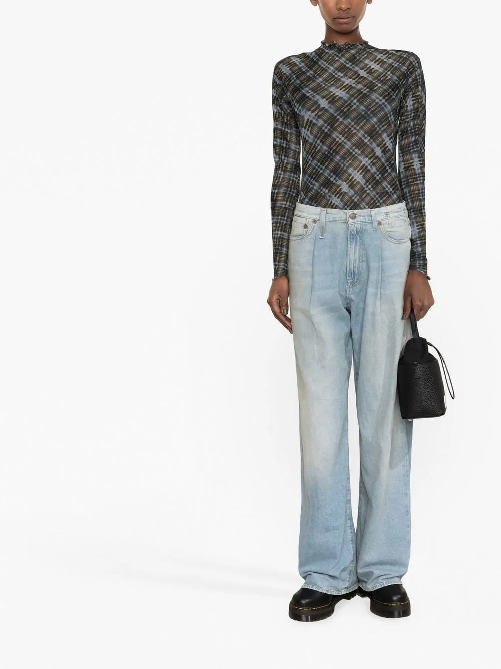 Pantaloni a gamba ampia Damon con pieghe in blu - donna