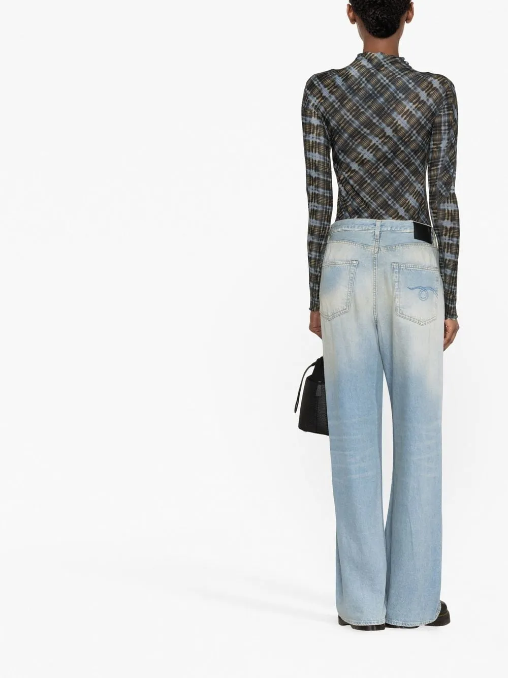 Pantaloni a gamba ampia Damon con pieghe in blu - donna