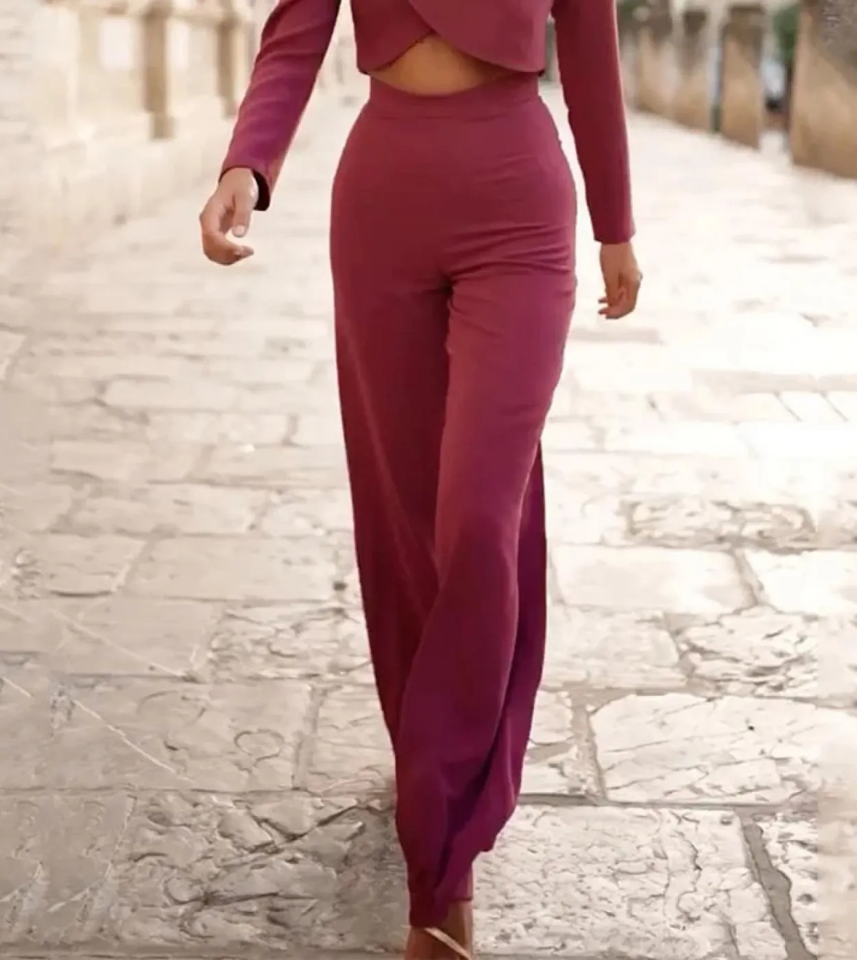 Pantaloni a gamba larga Top Due pezzi Pantaloni a gamba larga Set a due pezzi Pantaloni a gamba larga Top Set Set di pantaloni