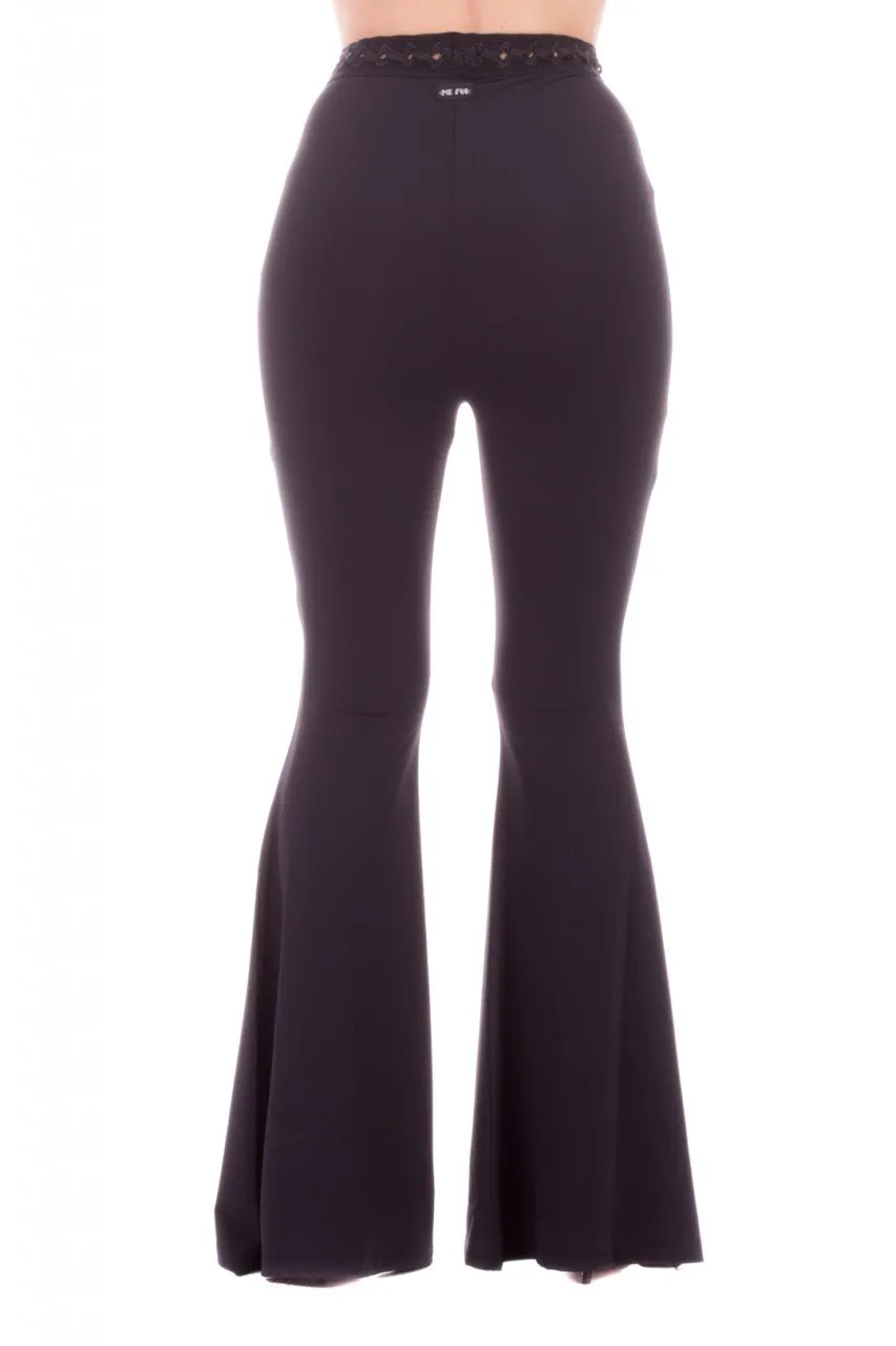 Pantaloni a zampa con passamaneria Black