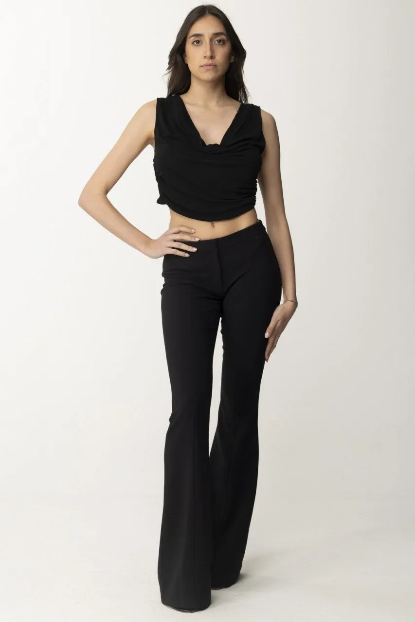 Pantaloni a zampa in crepe Nero