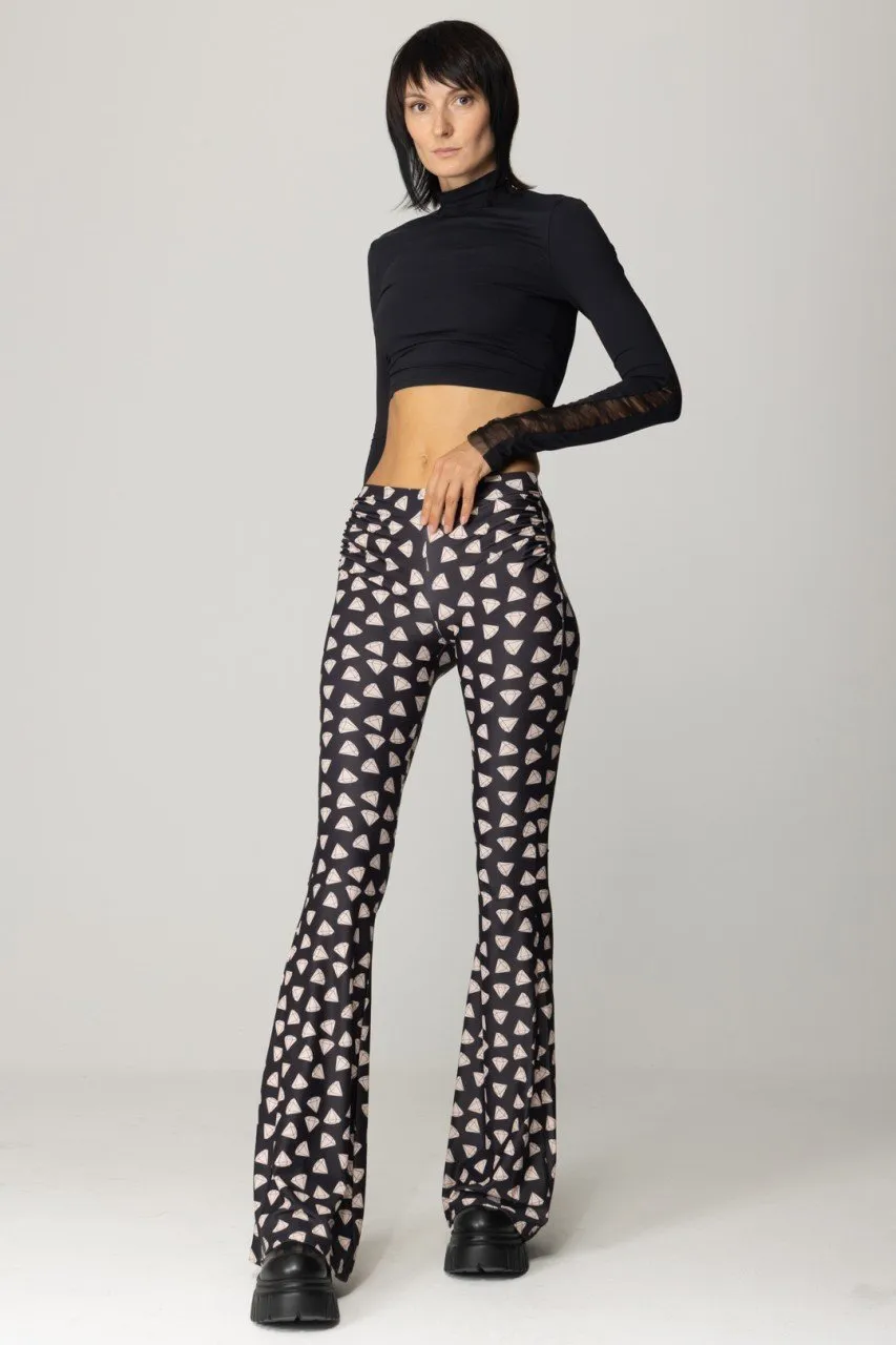 Pantaloni a zampa Rendal con stampa DIAMOND BLACK