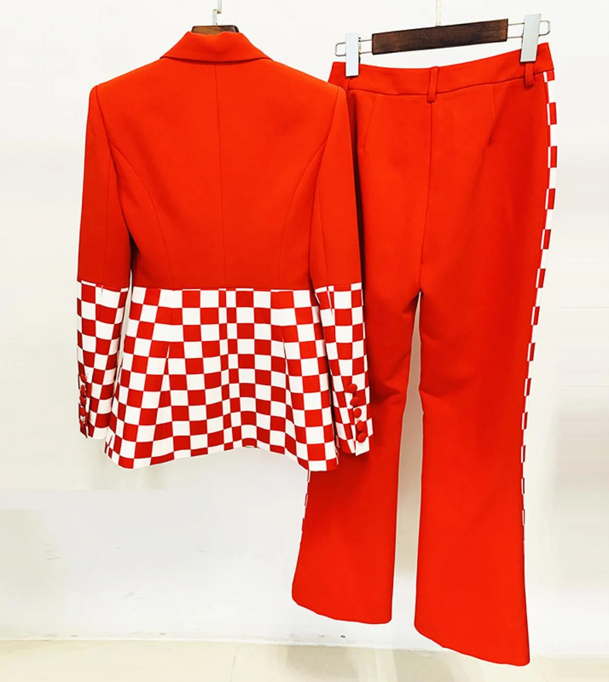 Pantaloni Blazer di alta qualità Abiti da donna Elegante Elegante 2022 Nuovo abito da sfilata di design Pantaloni a zampa rossa