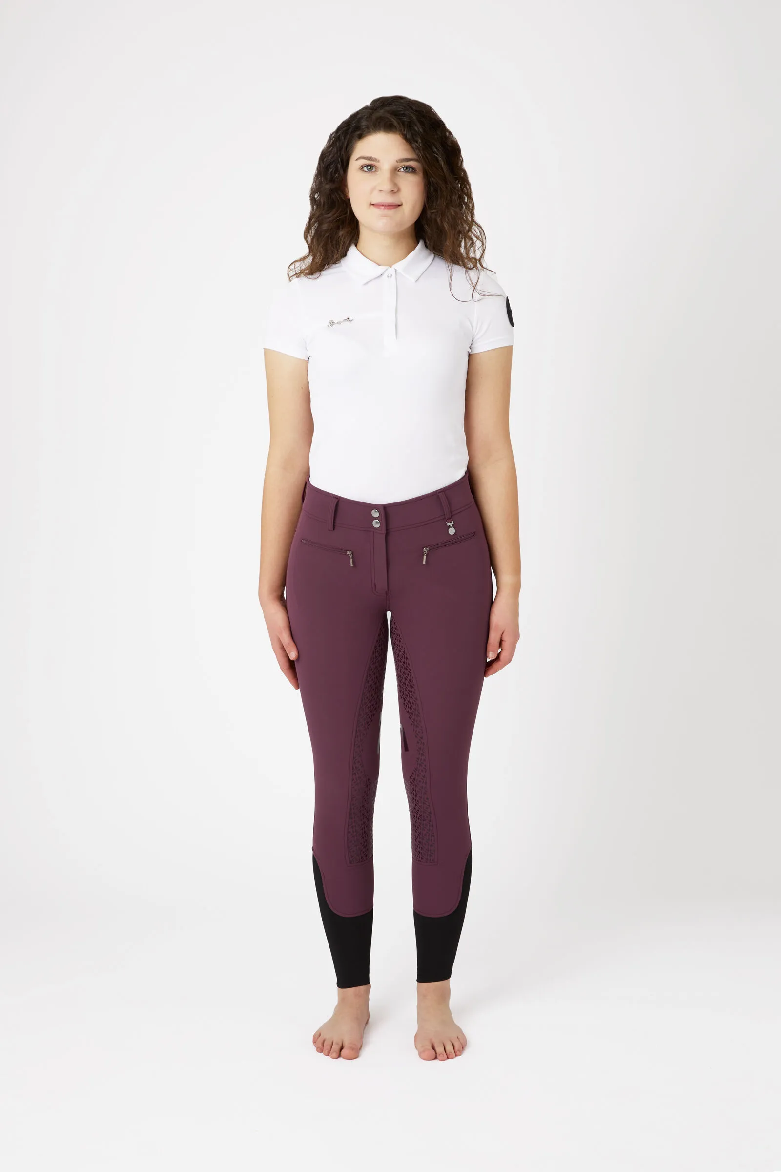 Pantaloni da equitazione a vita alta con full seat in silicone da donna