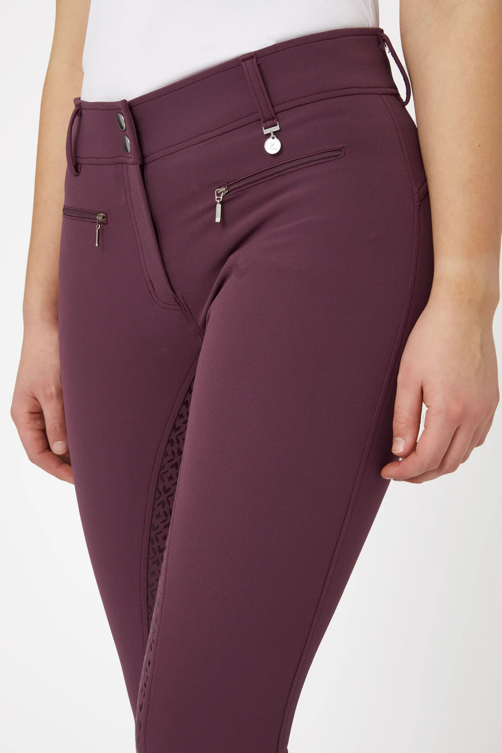 Pantaloni da equitazione a vita alta con full seat in silicone da donna