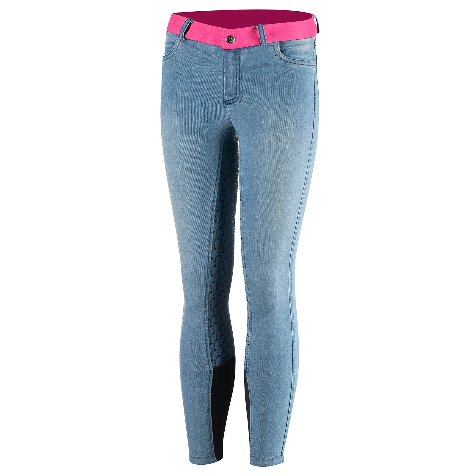 Pantaloni da equitazione Horze Poppy, in silicone, denim, bambini