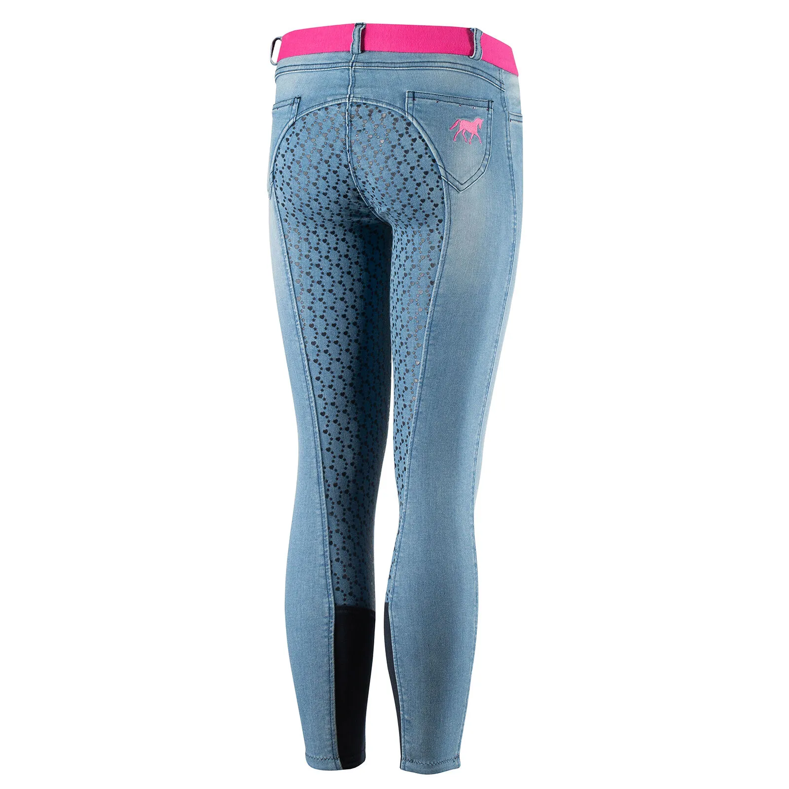 Pantaloni da equitazione Horze Poppy, in silicone, denim, bambini