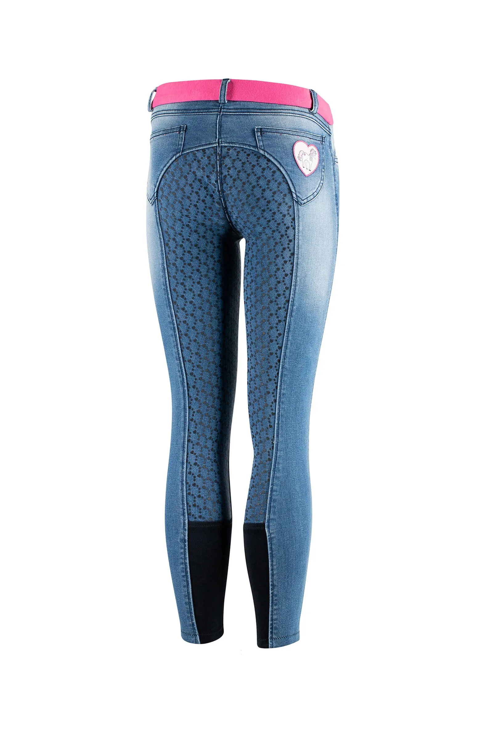 Pantaloni da equitazione Horze Poppy, in silicone, denim, bambini