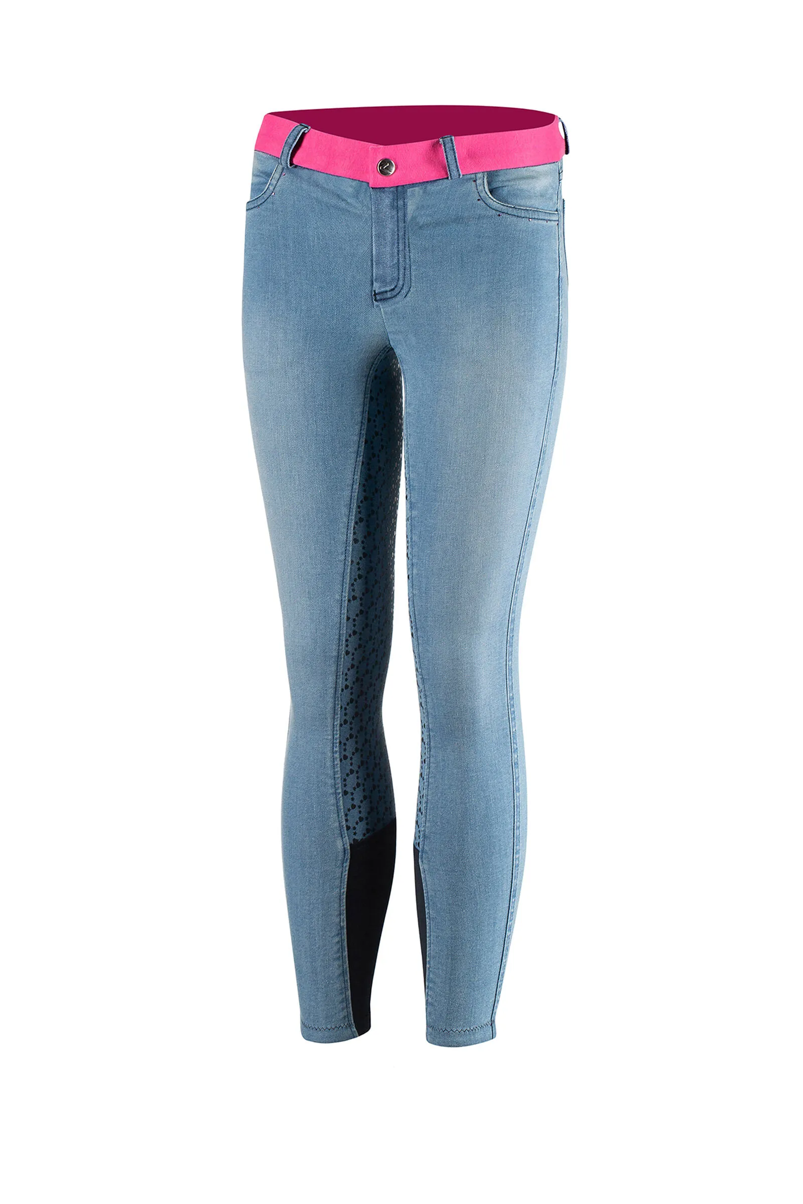 Pantaloni da equitazione Horze Poppy, in silicone, denim, bambini
