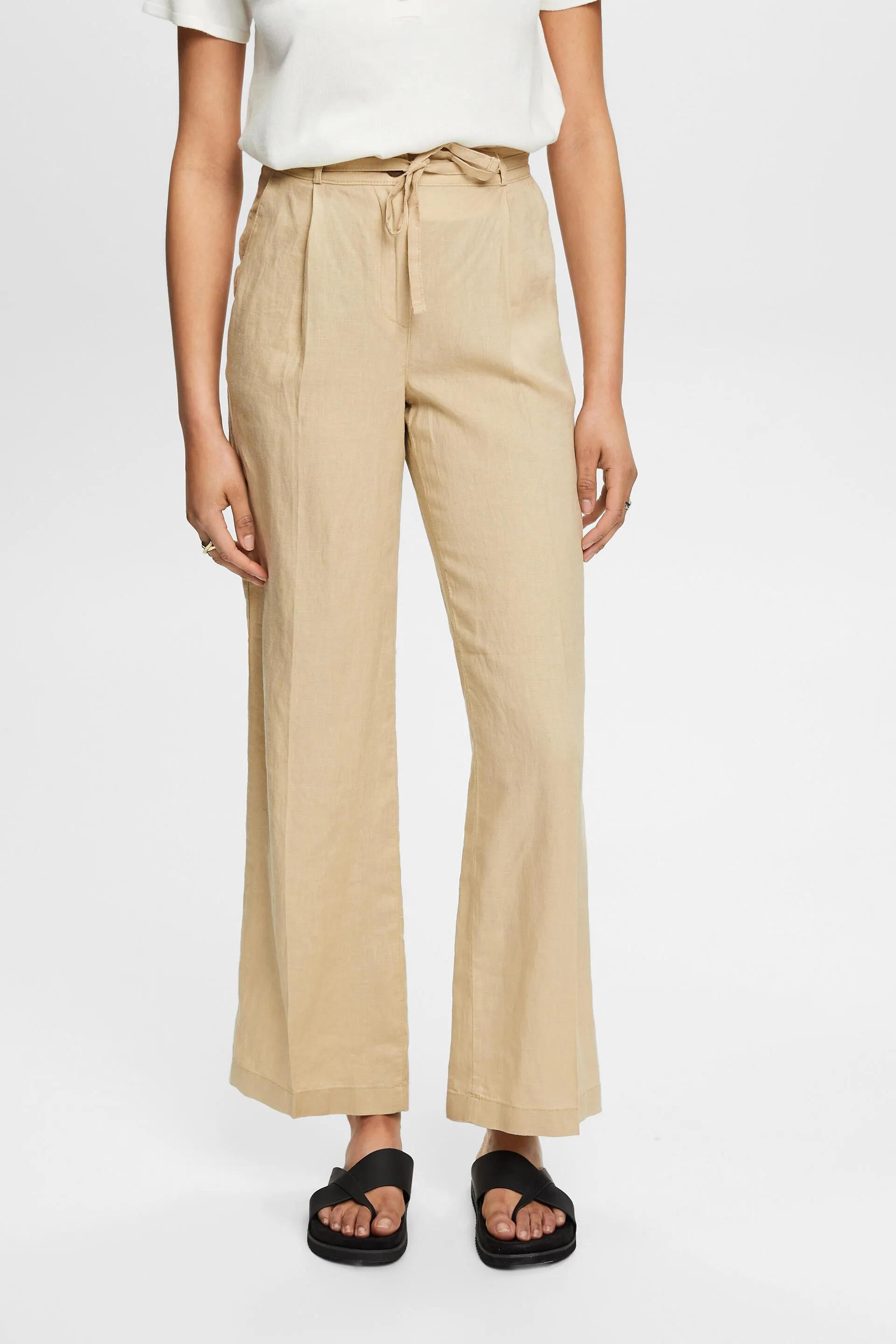 Pantaloni in lino a gamba larga