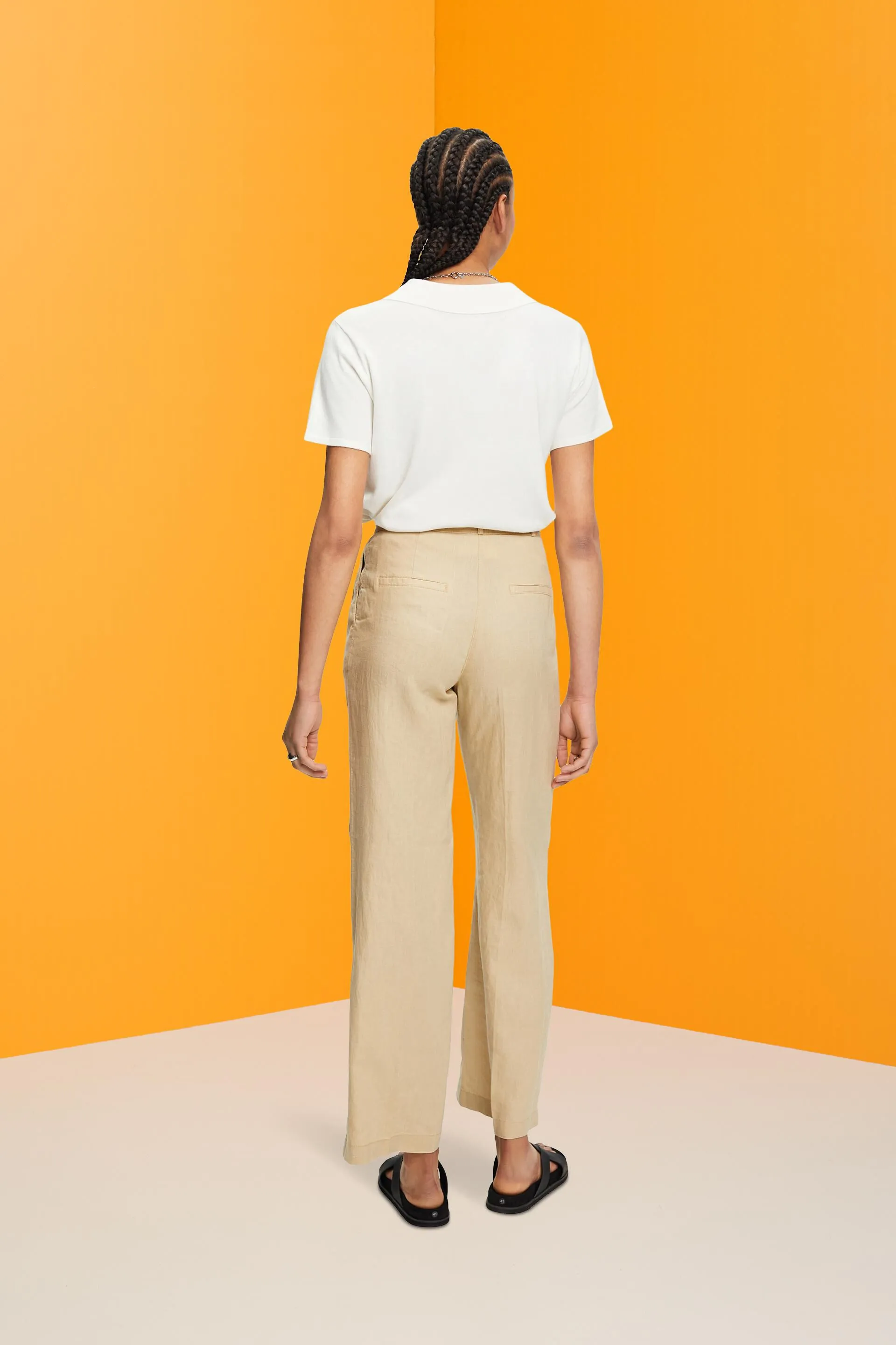 Pantaloni in lino a gamba larga
